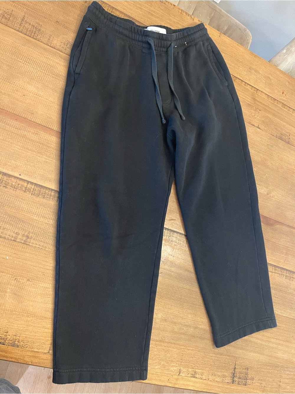 Men's Black Cropped Drawstring Casual Pants